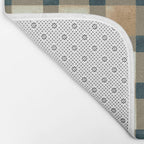 Cozy heirloom Rustic plaid Geometric Gold Navy Bath Mat Gallery Image 2