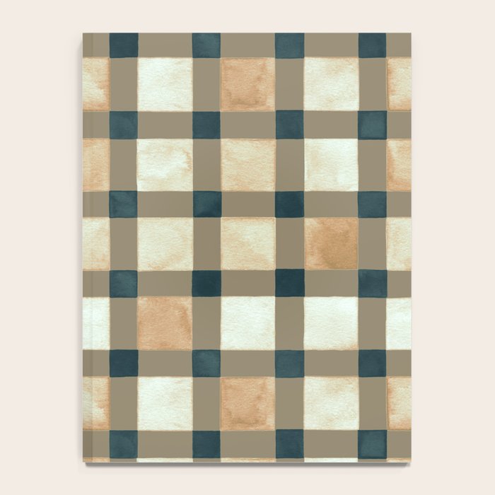 Cozy heirloom Rustic plaid Geometric Gold Navy Notebook Gallery Image 4
