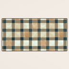 Cozy heirloom Rustic plaid Geometric Gold Navy Desk Mat Gallery Image 3