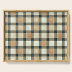 Cozy heirloom Rustic plaid Geometric Gold Navy Serving Tray Gallery Image 1