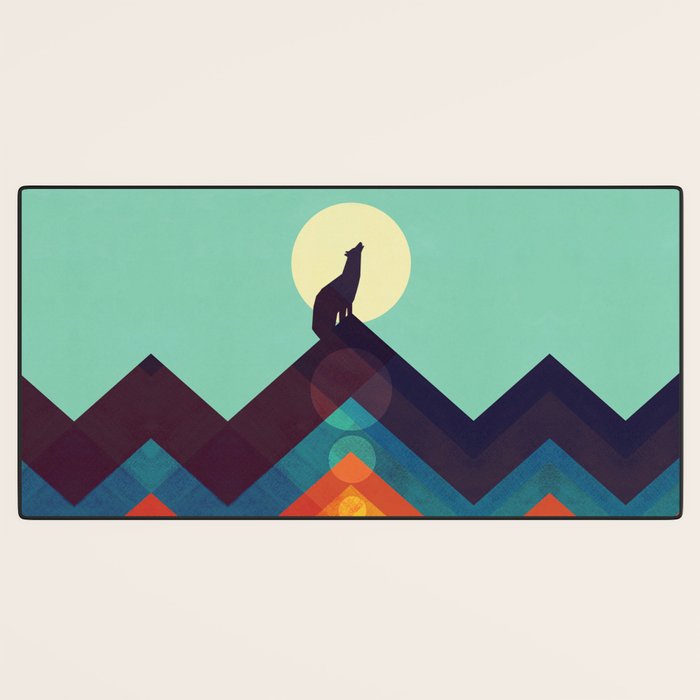 Howling Wild Wolf Desk Mat Gallery Image 3