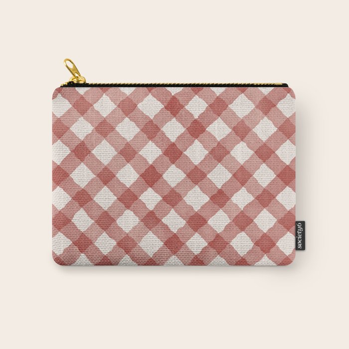 Hand Painted Red Festive Gingham Theme Carry All Pouch Gallery Image 1