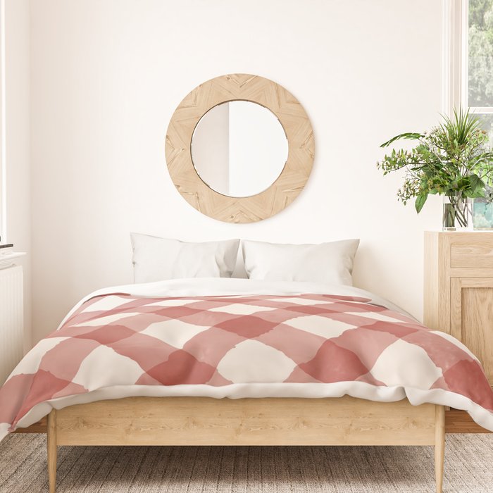 Hand Painted Red Festive Gingham Theme Duvet Cover Gallery Image 3