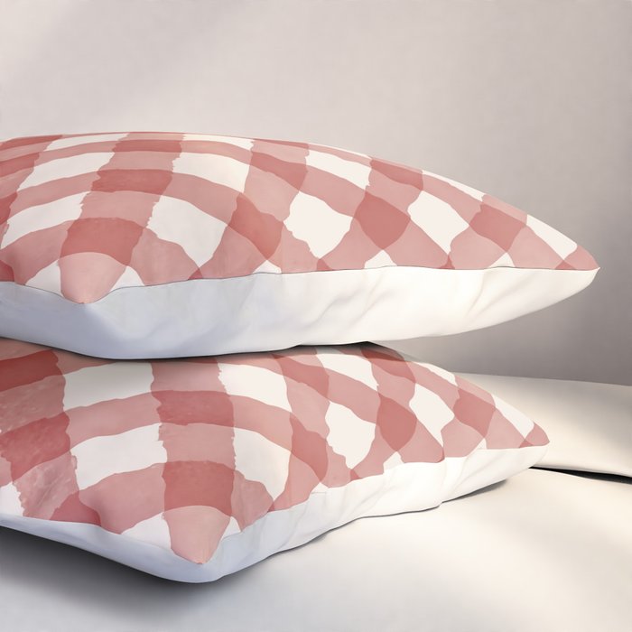 Hand Painted Red Festive Gingham Theme Pillow Sham Gallery Image 3