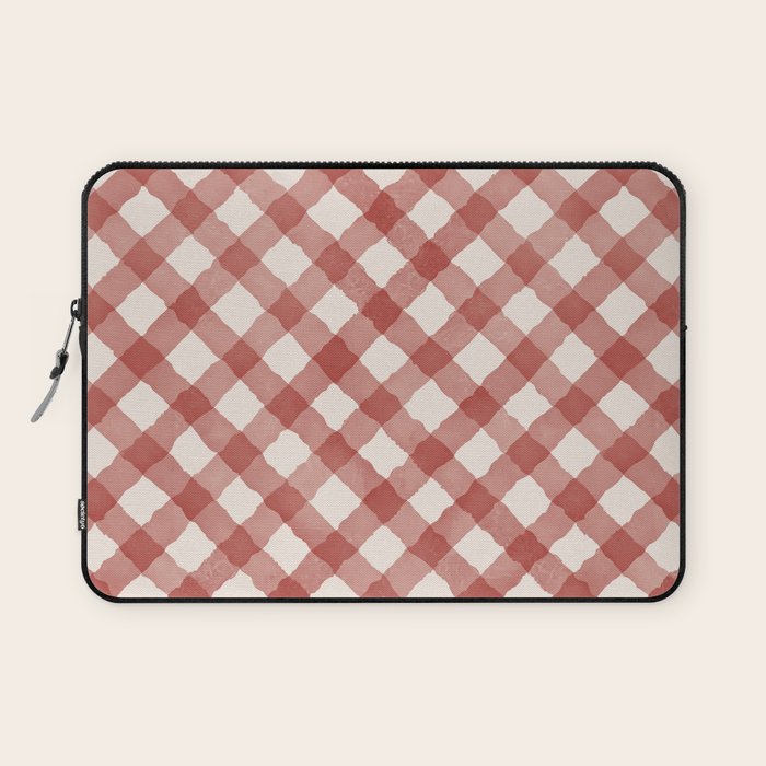 Hand Painted Red Festive Gingham Theme Laptop Sleeve Gallery Image 1