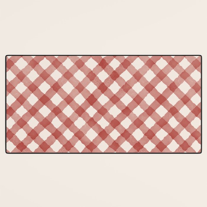 Hand Painted Red Festive Gingham Theme Desk Mat Gallery Image 3