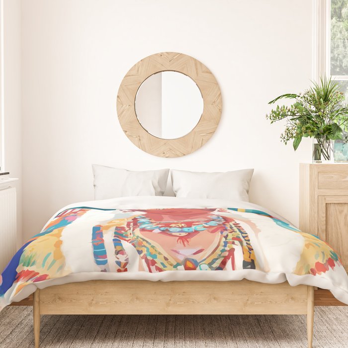 Her Highness, Royal Princess Royalty Queen, Boss Lady Brown Girl Boss, Bohemian Eclectic Heir Empower Portrait Duvet Cover Gallery Image 3