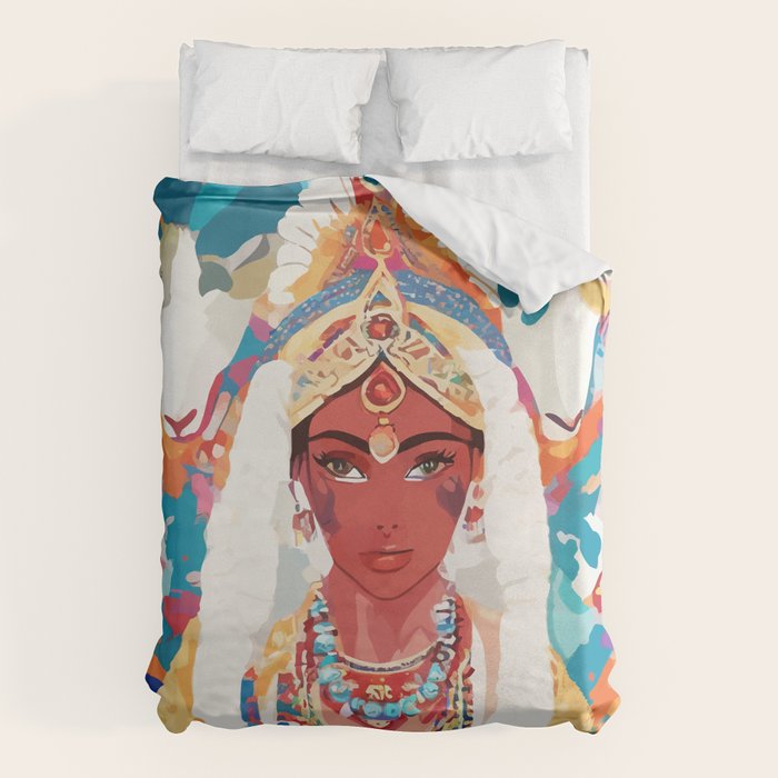 Her Highness, Royal Princess Royalty Queen, Boss Lady Brown Girl Boss, Bohemian Eclectic Heir Empower Portrait Duvet Cover Gallery Image 6