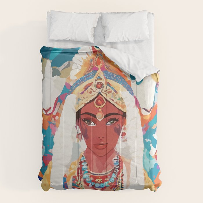 Her Highness, Royal Princess Royalty Queen, Boss Lady Brown Girl Boss, Bohemian Eclectic Heir Empower Portrait Comforter Gallery Image 6