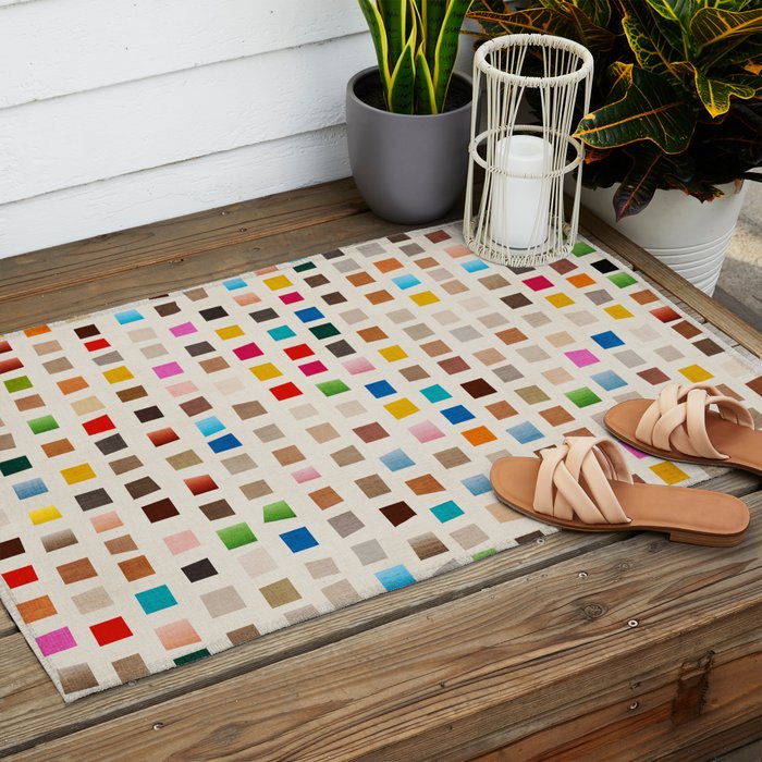 Colorful Mosaic Tiles Modern Artwork Outdoor Rug Gallery Image 2