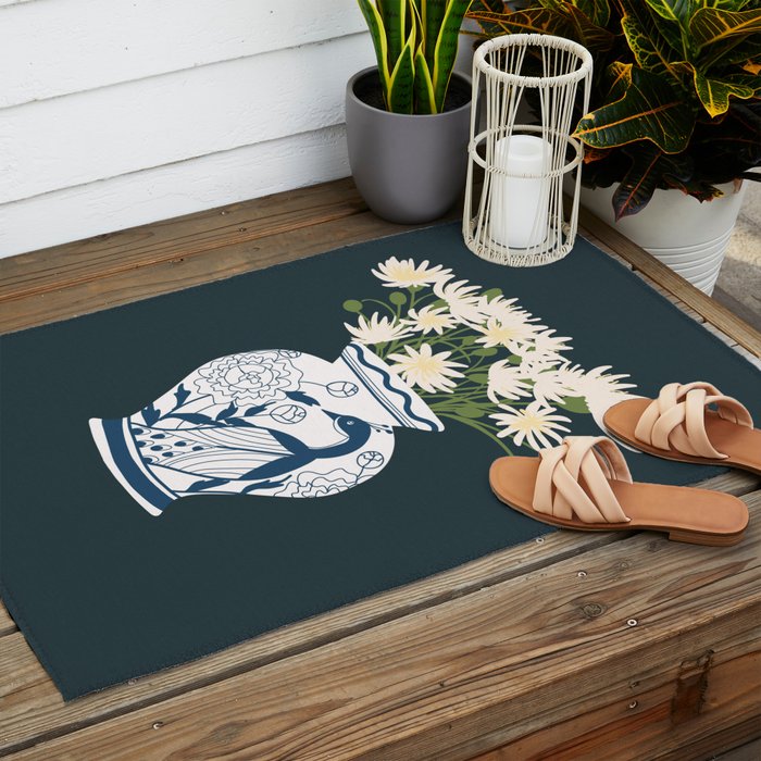 Vase no. 6 with Peacock  Outdoor Rug Gallery Image 2