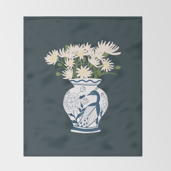 Vase no. 6 with Peacock  Throw Blanket Gallery Image 2