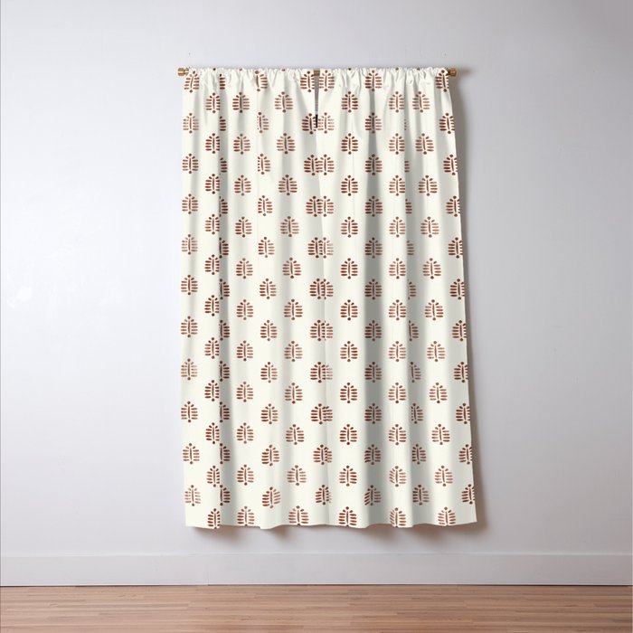 block print palm in rust Window Curtain Gallery Image 3