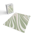 Fluid Vibes Retro Aesthetic Swirl Abstract Pattern Sage Green Cream Beige Jigsaw Puzzle Gallery Image 2