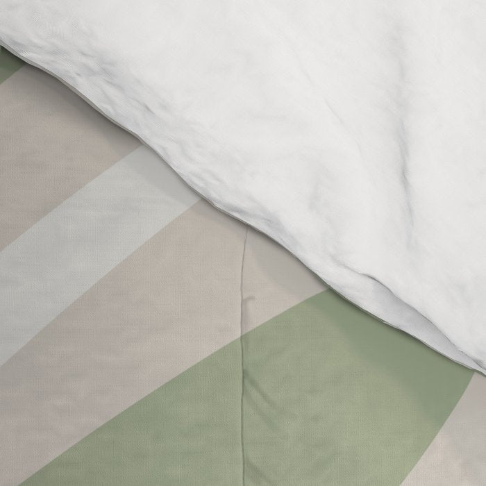 Fluid Vibes Retro Aesthetic Swirl Abstract Pattern Sage Green Cream Beige Comforter Gallery Image 4