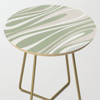 Fluid Vibes Retro Aesthetic Swirl Abstract Pattern Sage Green Cream Beige Side Table Gallery Image 2