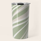 Fluid Vibes Retro Aesthetic Swirl Abstract Pattern Sage Green Cream Beige Travel Mug Gallery Image 1