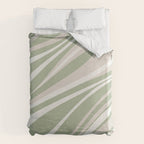 Fluid Vibes Retro Aesthetic Swirl Abstract Pattern Sage Green Cream Beige Duvet Cover Gallery Image 6