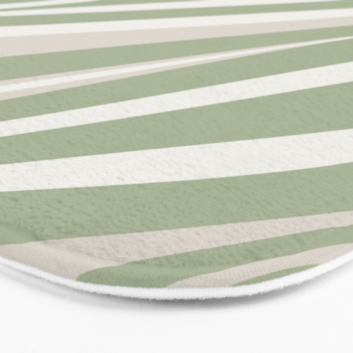 Fluid Vibes Retro Aesthetic Swirl Abstract Pattern Sage Green Cream Beige Bath Mat Gallery Image 3
