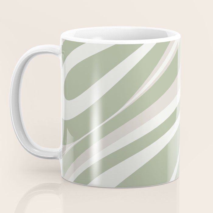 Fluid Vibes Retro Aesthetic Swirl Abstract Pattern Sage Green Cream Beige Coffee Mug Gallery Image 3