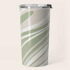 Fluid Vibes Retro Aesthetic Swirl Abstract Pattern Sage Green Cream Beige Travel Mug Gallery Image 2