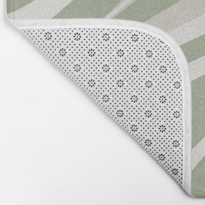 Fluid Vibes Retro Aesthetic Swirl Abstract Pattern Sage Green Cream Beige Bath Mat Gallery Image 2