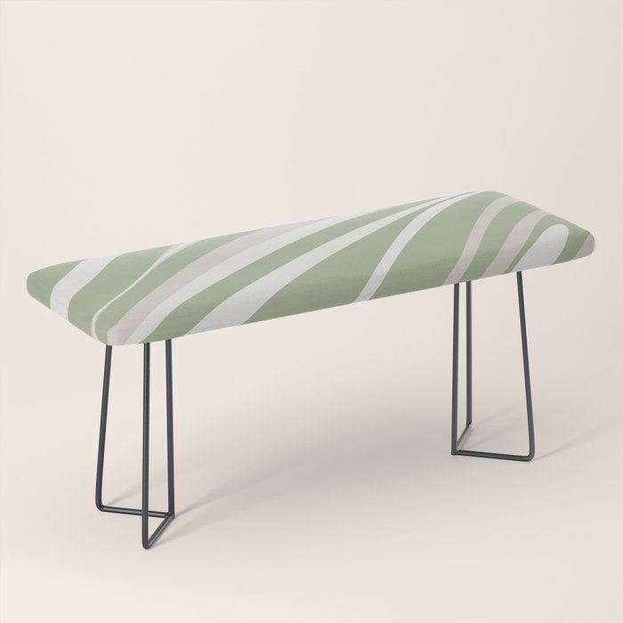 Fluid Vibes Retro Aesthetic Swirl Abstract Pattern Sage Green Cream Beige Bench Gallery Image 1