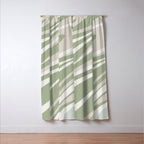 Fluid Vibes Retro Aesthetic Swirl Abstract Pattern Sage Green Cream Beige Window Curtain Gallery Image 3