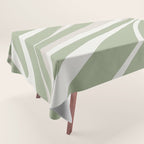 Fluid Vibes Retro Aesthetic Swirl Abstract Pattern Sage Green Cream Beige Tablecloth Gallery Image 1