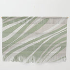 Fluid Vibes Retro Aesthetic Swirl Abstract Pattern Sage Green Cream Beige Wall Hanging Gallery Image 1