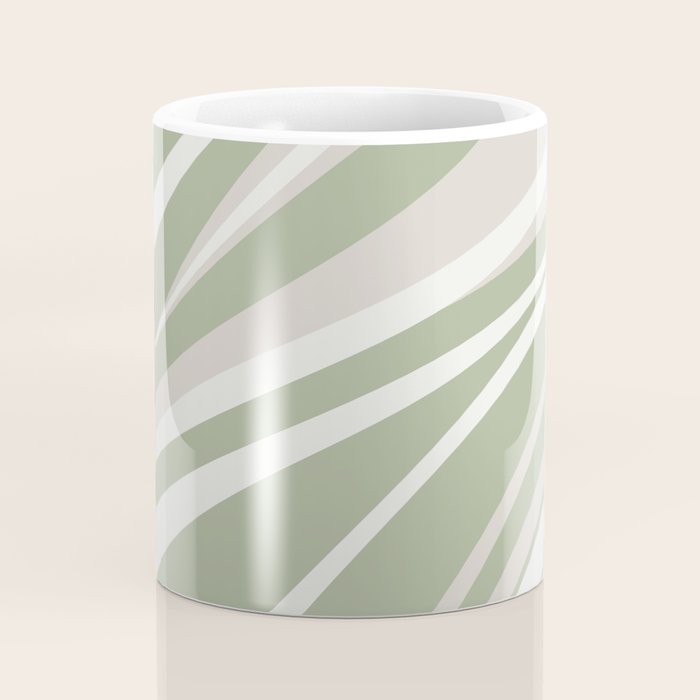 Fluid Vibes Retro Aesthetic Swirl Abstract Pattern Sage Green Cream Beige Coffee Mug Gallery Image 4