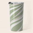 Fluid Vibes Retro Aesthetic Swirl Abstract Pattern Sage Green Cream Beige Travel Mug Gallery Image 3