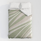 Fluid Vibes Retro Aesthetic Swirl Abstract Pattern Sage Green Cream Beige Comforter Gallery Image 6