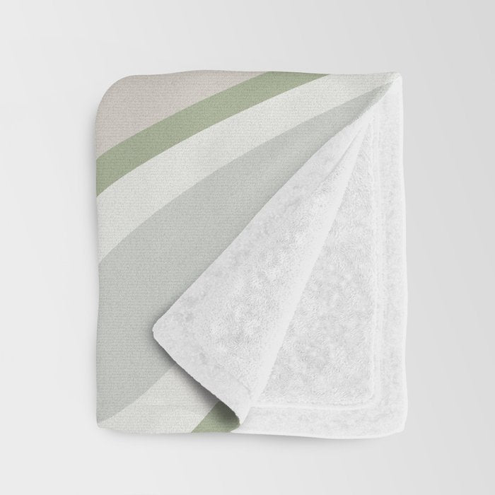 Fluid Vibes Retro Aesthetic Swirl Abstract Pattern Sage Green Cream Beige Throw Blanket Gallery Image 3