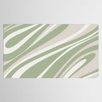 Fluid Vibes Retro Aesthetic Swirl Abstract Pattern Sage Green Cream Beige Tablecloth Gallery Image 2