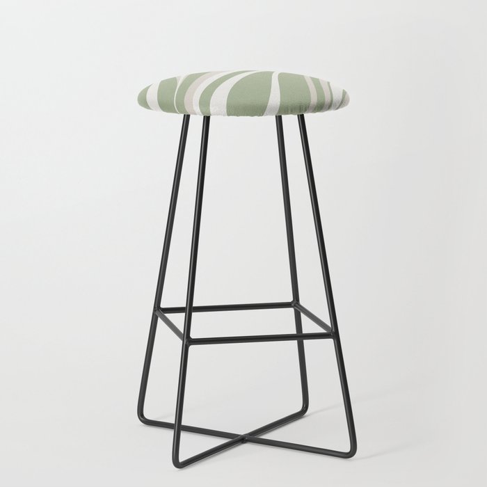 Fluid Vibes Retro Aesthetic Swirl Abstract Pattern Sage Green Cream Beige Stool Gallery Image 1