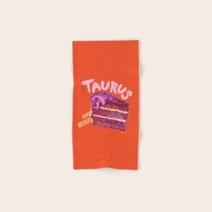 Taurus Birthday Cake in Burnt Orange Bath Towel Gallery Image 1