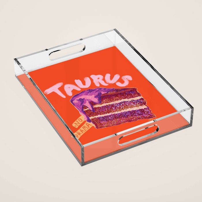 Taurus Birthday Cake in Burnt Orange Acrylic Tray Gallery Image 1