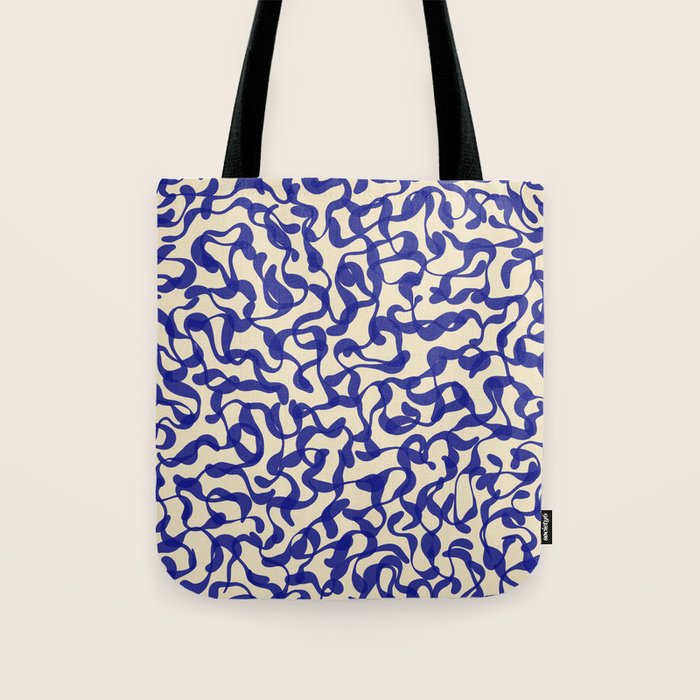 Playful strokes #2 / Blue on Beige Tote Bag Gallery Image 1