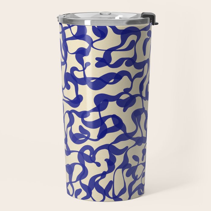 Playful strokes #2 / Blue on Beige Travel Mug Gallery Image 2