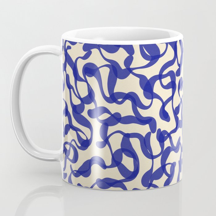 Playful strokes #2 / Blue on Beige Coffee Mug Gallery Image 3