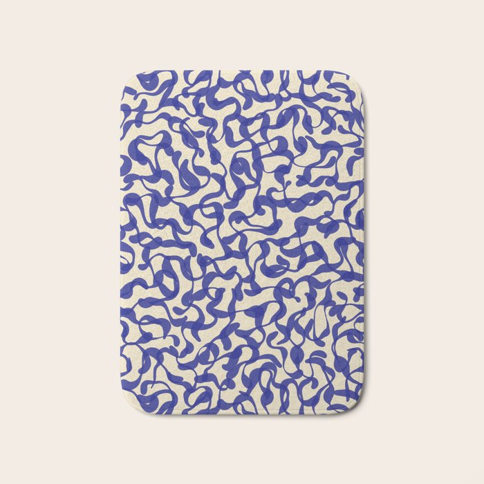 Playful strokes #2 / Blue on Beige Bath Mat Gallery Image 1