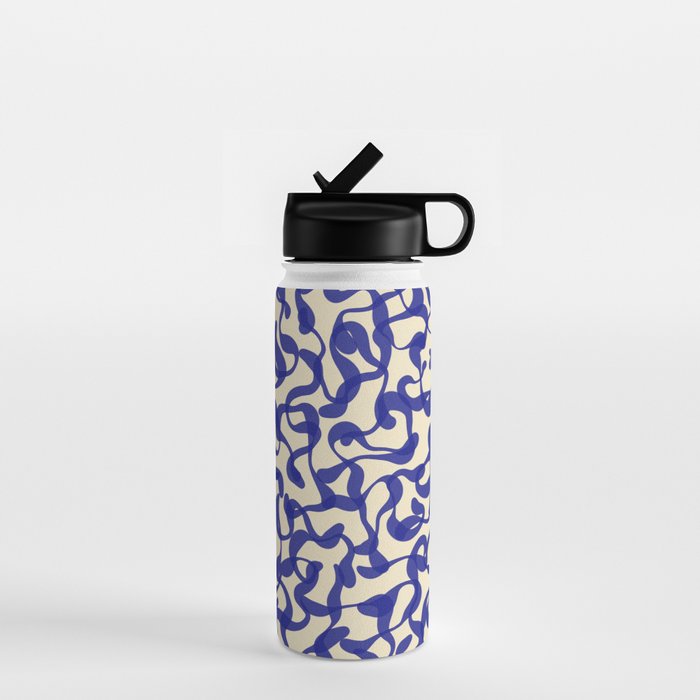 Playful strokes #2 / Blue on Beige Water Bottle Gallery Image 1