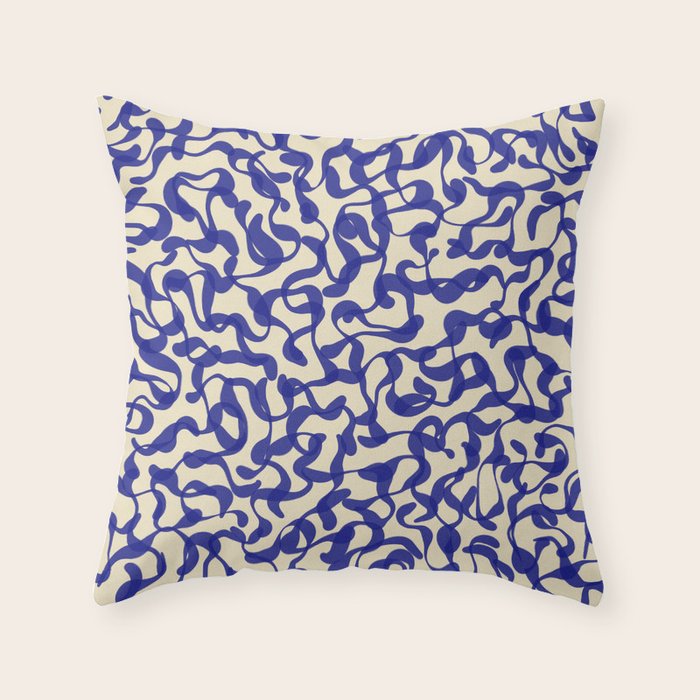 Playful strokes #2 / Blue on Beige Throw Pillow Gallery Image 6