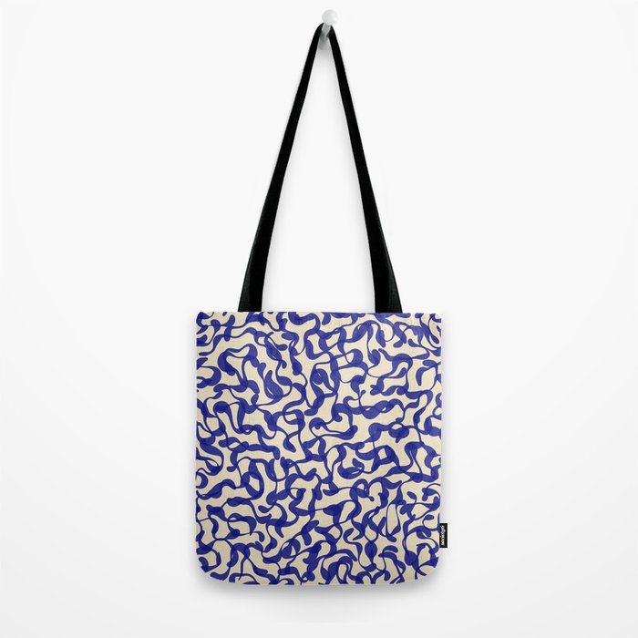 Playful strokes #2 / Blue on Beige Tote Bag Gallery Image 2