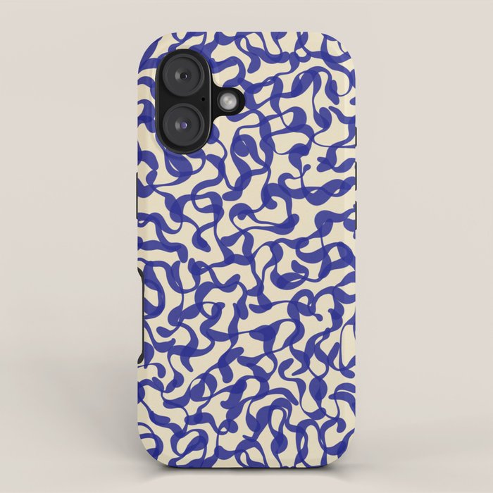 Playful strokes #2 / Blue on Beige iPhone Case Gallery Image 1