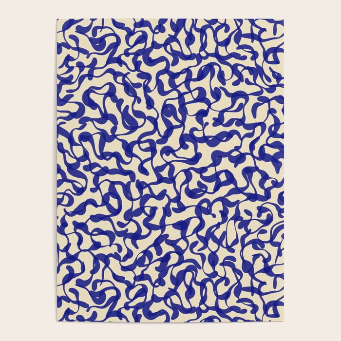 Playful strokes #2 / Blue on Beige Poster Gallery Image 4