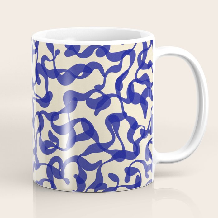 Playful strokes #2 / Blue on Beige Coffee Mug Gallery Image 1
