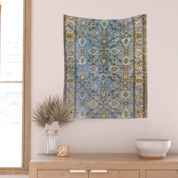 Antique Turkish Oushak Rug Cute Abstract Flowers Floral Pattern  Wall Tapestry Gallery Image 2