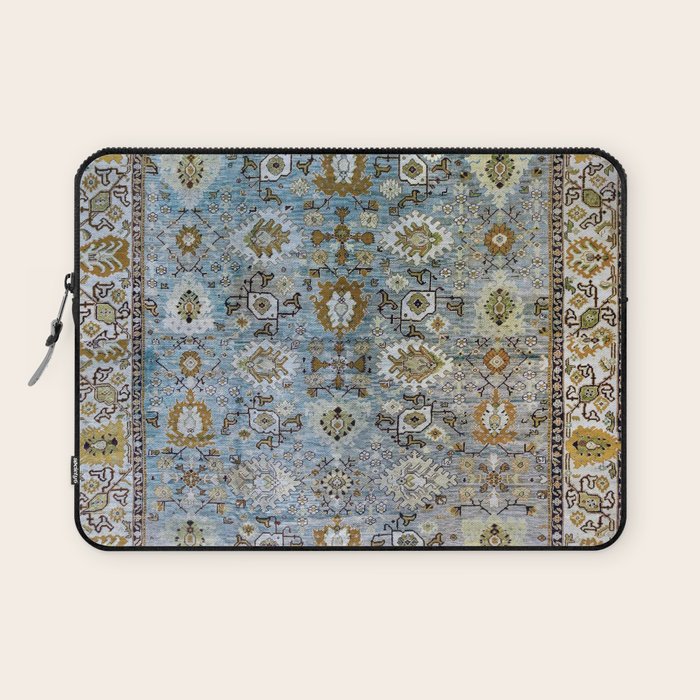 Antique Turkish Oushak Rug Cute Abstract Flowers Floral Pattern  Laptop Sleeve Gallery Image 1
